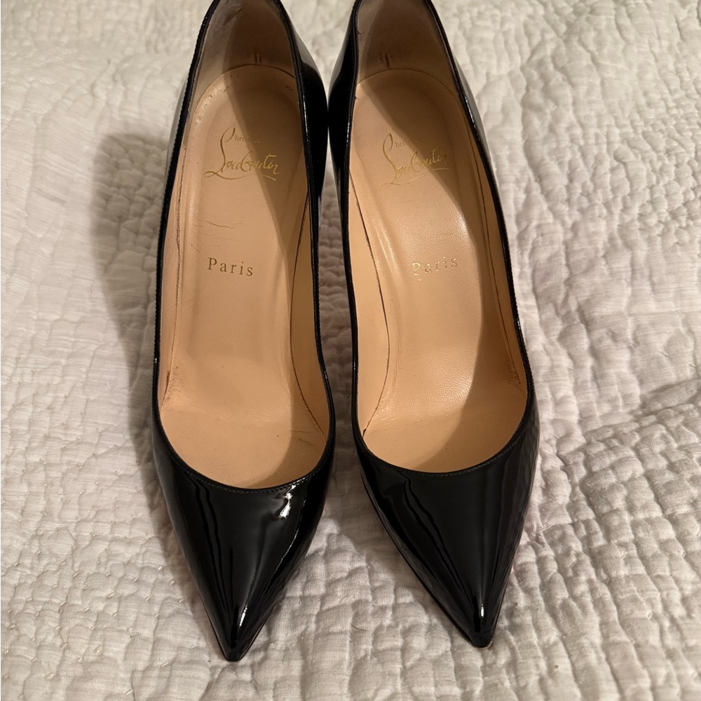 Christian Louboutin Pigalle Follies 100mm Patent Leather Black Heels size 39 EU - Picture 2 of 10